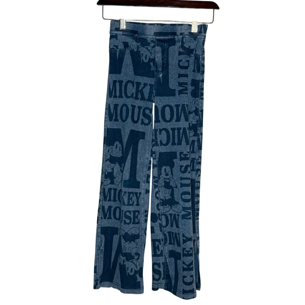H&M Disney Mickey Mouse Kids Size 8 Blue Graphic Print Wide Leg Pants Streetwear